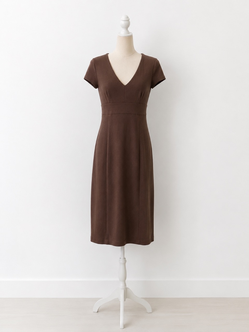 BCBGMaxAzria Brown V-Neck Midi Dress